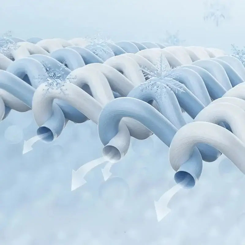 Blue and white striped ice silky cooling mat with spiral tubes and snowflake design for bedroom decorbites ice silky cooling