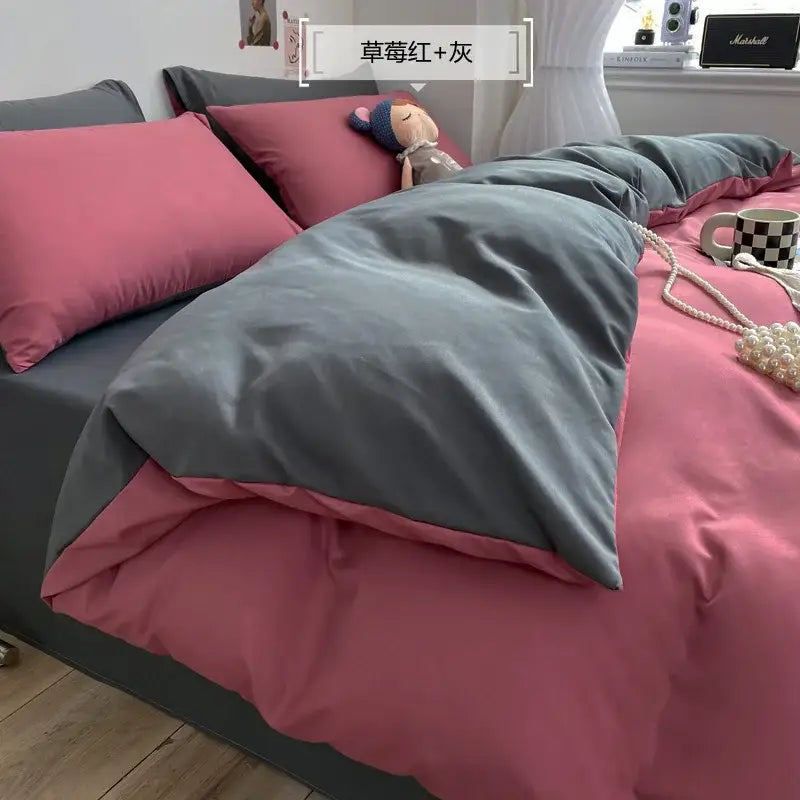 The bedding set features soft plush fabric in raspberry red and gray for decorbites comfort king size bedroom comfort