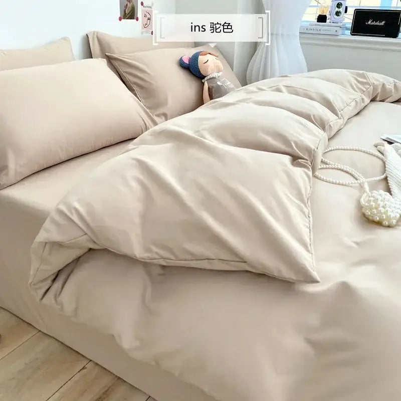 Beige quilted comfort king size bedding set with plush texture and matching pillowcases by decorbites comfort king