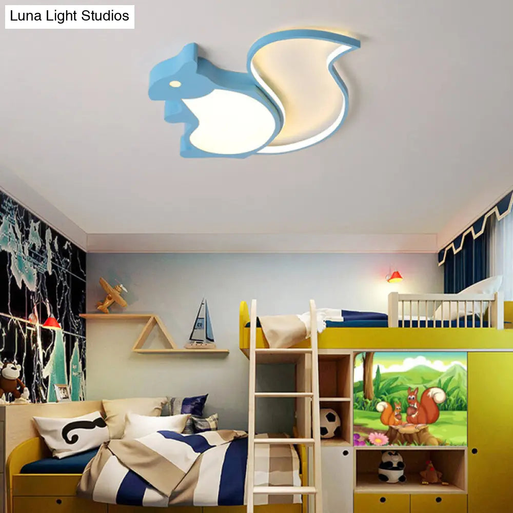 DecorBites™ DecorBites™ Blue Animal Baby Squirrel LED Ceiling Lamp for Child's Bedroom