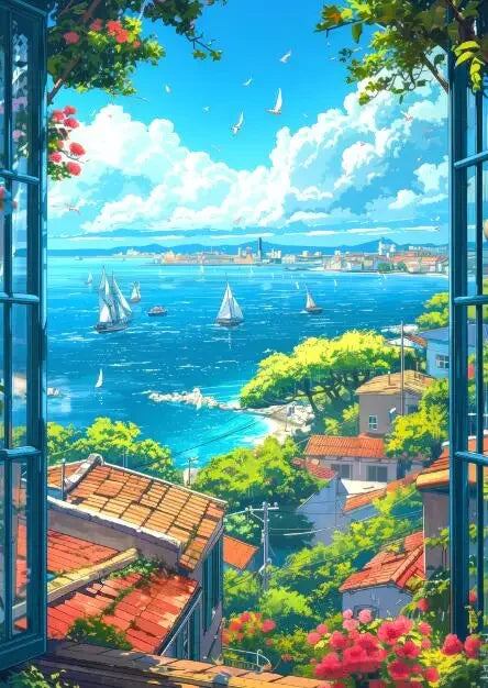 ’Blue Beach Cabin Forest Canvas Wall Art’ - P5 / 20x30cm No Frame - Posters