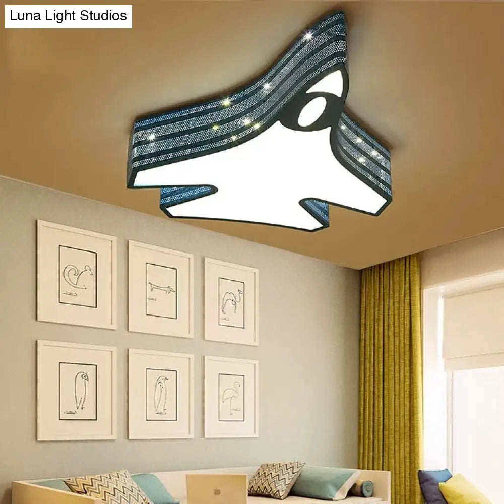 DecorBites™ DecorBites™ Blue Cartoon Flush Ceiling Lamp for Child's Bedroom or Plane-themed Bathroom