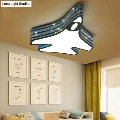 DecorBites™ DecorBites™ Blue Cartoon Flush Ceiling Lamp for Child's Bedroom or Plane-themed Bathroom
