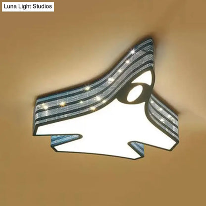 DecorBites™ DecorBites™ Blue Cartoon Flush Ceiling Lamp for Child's Bedroom or Plane-themed Bathroom