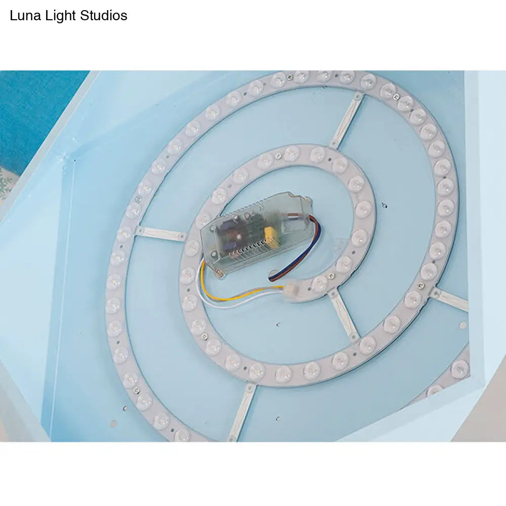 ديكوربايتس™ مصباح سقف مدمج بتصميم هندسي كرتوني أزرق لغرفة نوم الأطفال