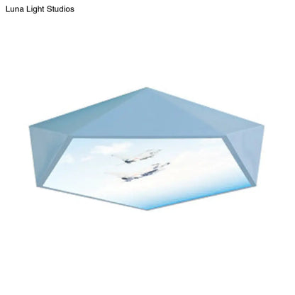 ديكوربايتس™ مصباح سقف مدمج بتصميم هندسي كرتوني أزرق لغرفة نوم الأطفال