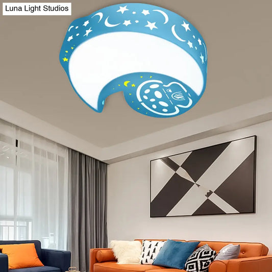 DecorBites™ Blue Cartoon Moon Ceiling Lamp for Kindergarten with Acrylic Flush Mount