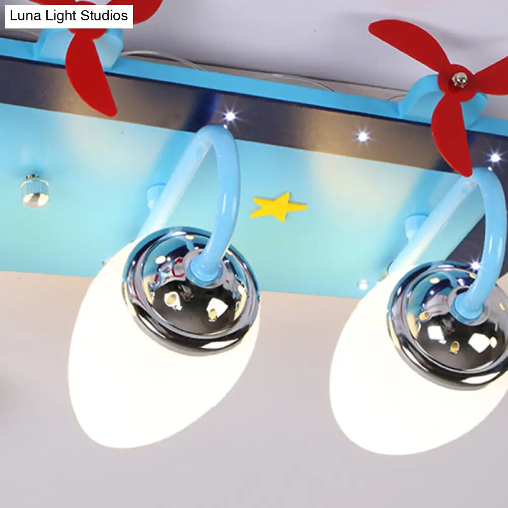 DecorBites™ DecorBites™ Blue Cartoon Plane Ceiling Light with Wood Propeller - Perfect for Baby Bedrooms!