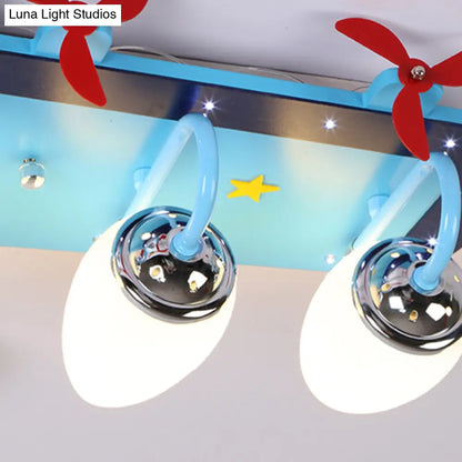 DecorBites™ DecorBites™ Blue Cartoon Plane Ceiling Light with Wood Propeller - Perfect for Baby Bedrooms!