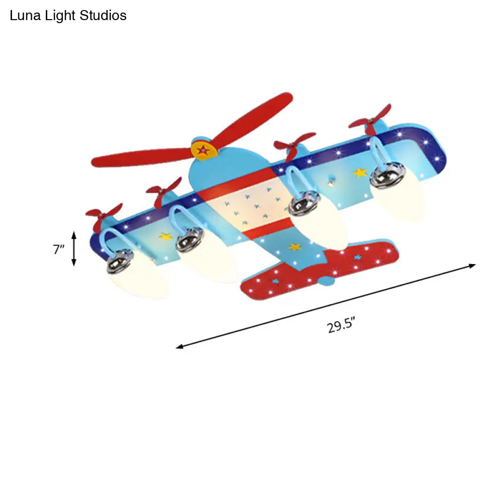 DecorBites™ DecorBites™ Blue Cartoon Plane Ceiling Light with Wood Propeller - Perfect for Baby Bedrooms!