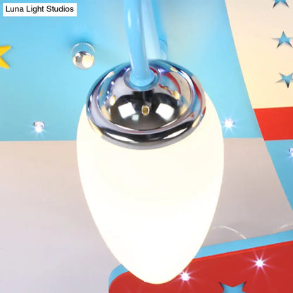 DecorBites™ DecorBites™ Blue Cartoon Plane Ceiling Light with Wood Propeller - Perfect for Baby Bedrooms!