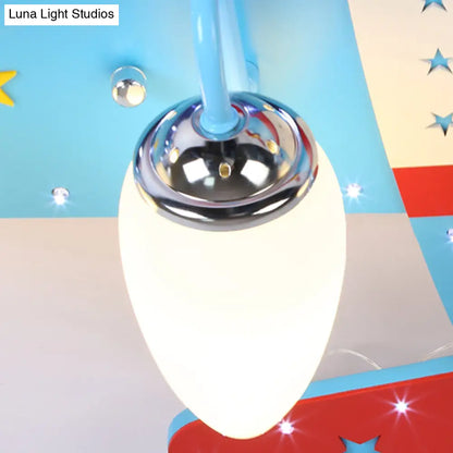 DecorBites™ DecorBites™ Blue Cartoon Plane Ceiling Light with Wood Propeller - Perfect for Baby Bedrooms!