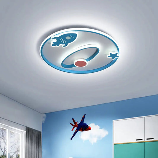DecorBites™ Blue Cartoon Spaceship Ceiling Lamp - LED Flush Mount Acrylic Fixture for Nursery