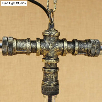 Lámpara colgante de cristal azul/transparente - Diseño antiguo y elegante con forma de botella, 3 luces - Ideal para el comedor