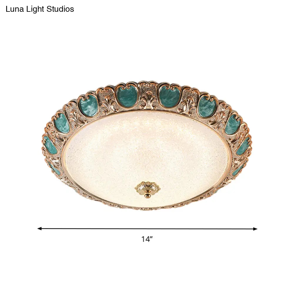 DecorBites™ DecorBites™ Blue Dome Ceiling Light with LED and Country Cream Glass, in Warm/White Light, Available in 3 Sizes