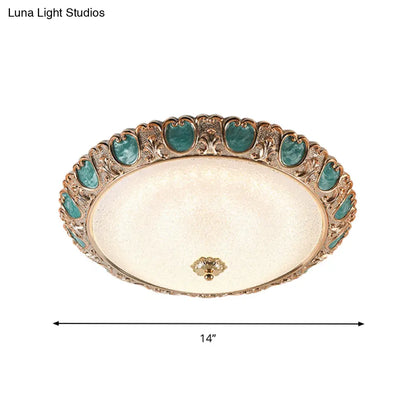 DecorBites™ DecorBites™ Blue Dome Ceiling Light with LED and Country Cream Glass, in Warm/White Light, Available in 3 Sizes