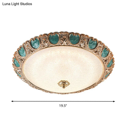 DecorBites™ DecorBites™ Blue Dome Ceiling Light with LED and Country Cream Glass, in Warm/White Light, Available in 3 Sizes