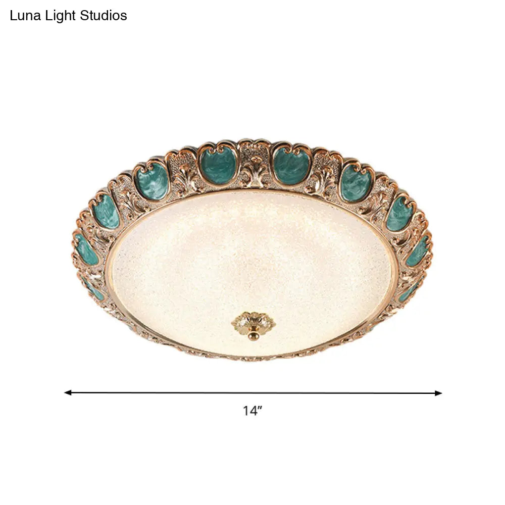 DecorBites™ DecorBites™ Blue Dome Ceiling Light with LED and Country Cream Glass, in Warm/White Light, Available in 3 Sizes