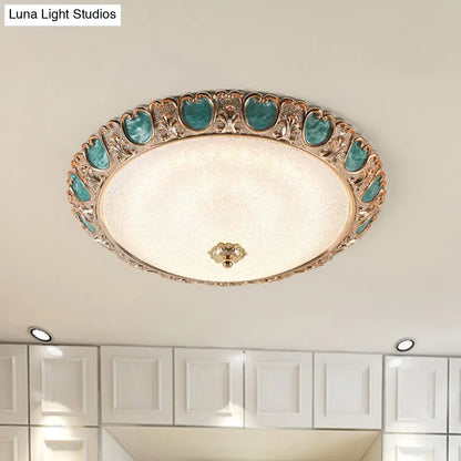 DecorBites™ DecorBites™ Blue Dome Ceiling Light with LED and Country Cream Glass, in Warm/White Light, Available in 3 Sizes