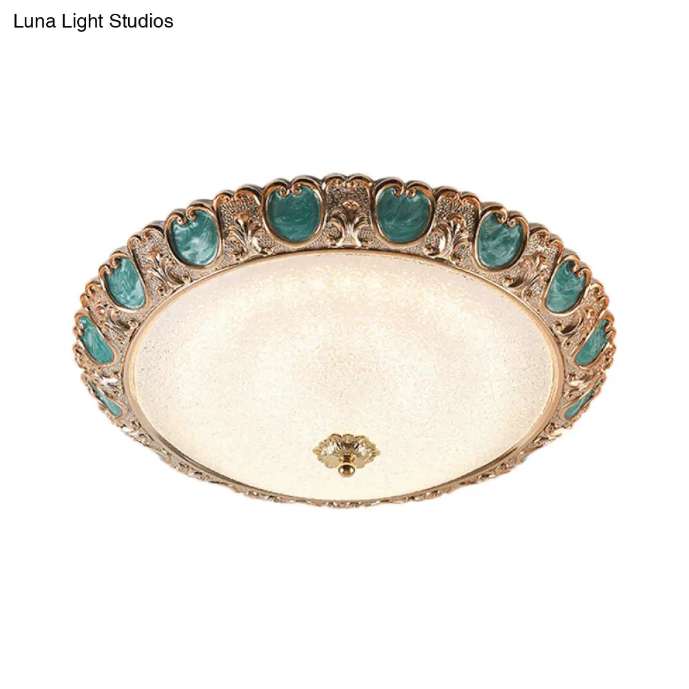 DecorBites™ DecorBites™ Blue Dome Ceiling Light with LED and Country Cream Glass, in Warm/White Light, Available in 3 Sizes