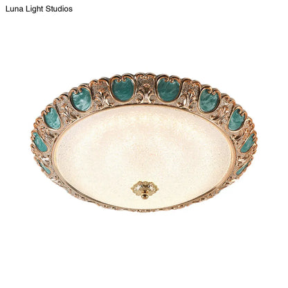 DecorBites™ DecorBites™ Blue Dome Ceiling Light with LED and Country Cream Glass, in Warm/White Light, Available in 3 Sizes