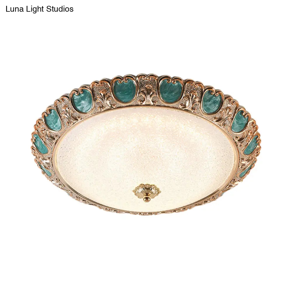 DecorBites™ DecorBites™ Blue Dome Ceiling Light with LED and Country Cream Glass, in Warm/White Light, Available in 3 Sizes