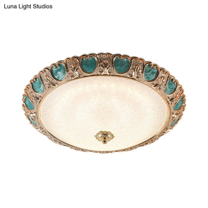 DecorBites™ DecorBites™ Blue Dome Ceiling Light with LED and Country Cream Glass, in Warm/White Light, Available in 3 Sizes