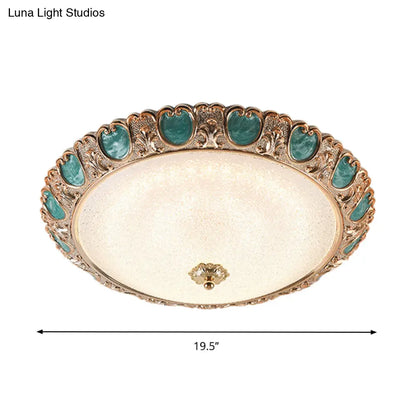 DecorBites™ DecorBites™ Blue Dome Ceiling Light with LED and Country Cream Glass, in Warm/White Light, Available in 3 Sizes