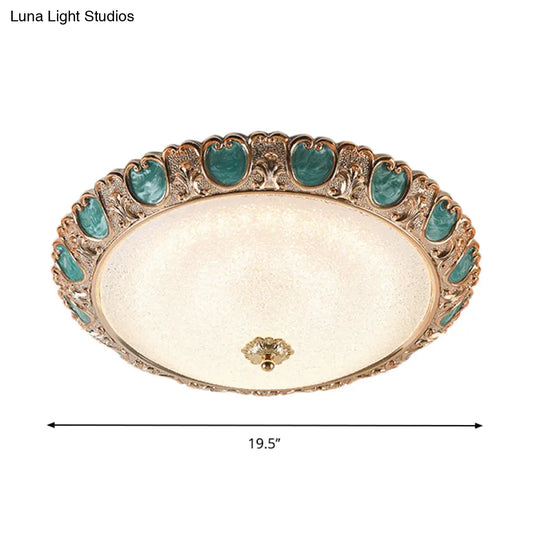 DecorBites™ DecorBites™ Blue Dome Ceiling Light with LED and Country Cream Glass, in Warm/White Light, Available in 3 Sizes