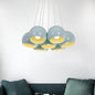 Blue Dome Macaron Iron Pendant Lamp - 7 Head Multi Hanging Light for Living Room