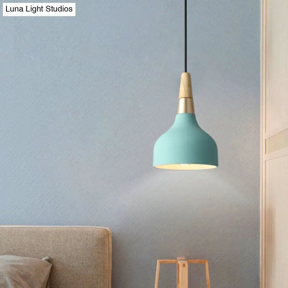 Blue Domed Drop Pendant Light - Modern Metal Suspension for Dining Room