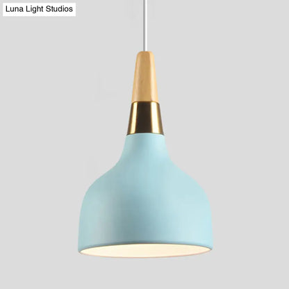 Blue Domed Drop Pendant Light - Modern Metal Suspension for Dining Room