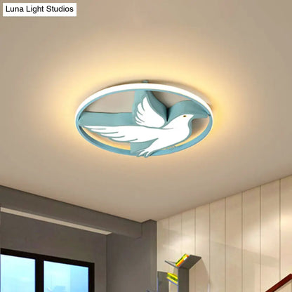 DecorBites™ DecorBites™ Blue Dove Macaron Acrylic LED Ceiling Light with Glow Ring Guard - Warm/White Flush Mount Lighting