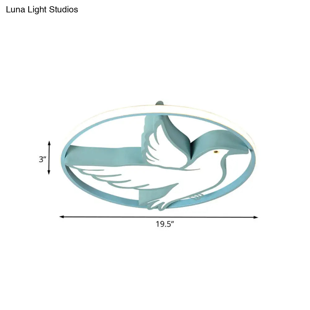 DecorBites™ DecorBites™ Blue Dove Macaron Acrylic LED Ceiling Light with Glow Ring Guard - Warm/White Flush Mount Lighting
