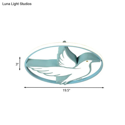 DecorBites™ DecorBites™ Blue Dove Macaron Acrylic LED Ceiling Light with Glow Ring Guard - Warm/White Flush Mount Lighting