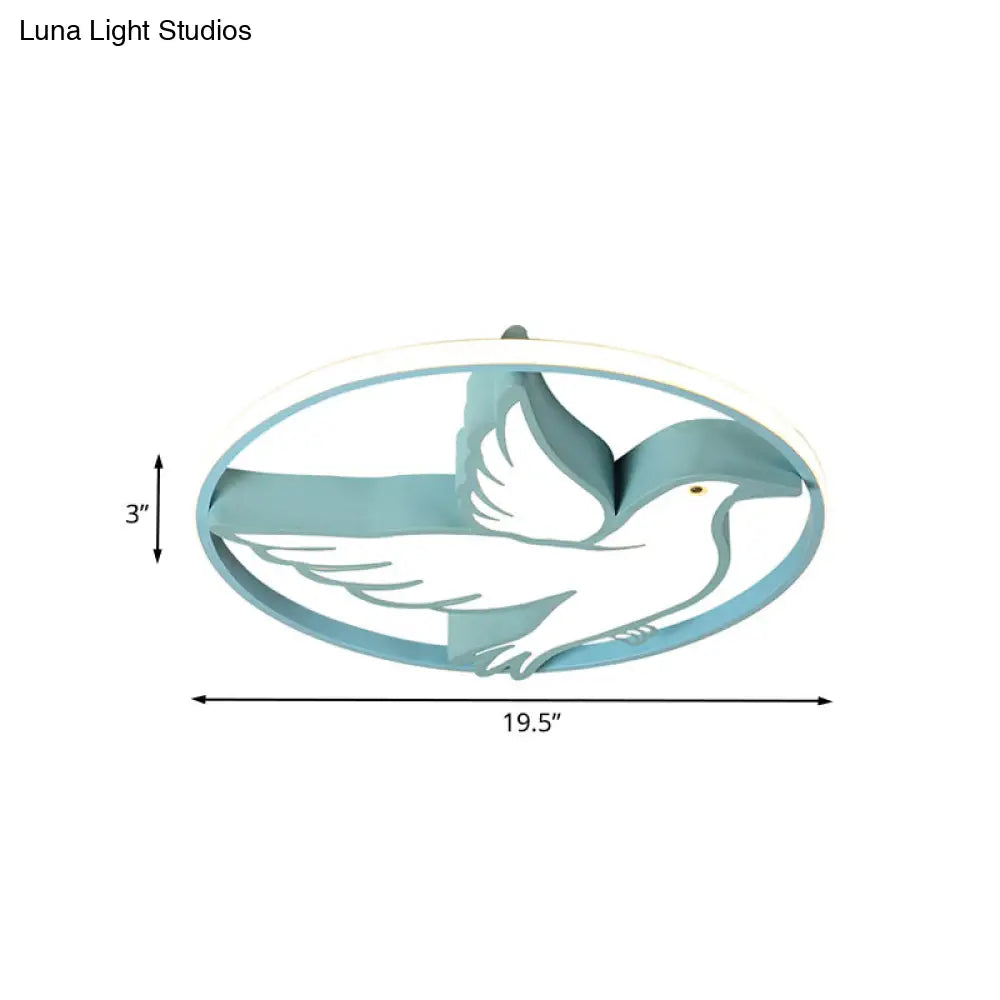 DecorBites™ DecorBites™ Blue Dove Macaron Acrylic LED Ceiling Light with Glow Ring Guard - Warm/White Flush Mount Lighting