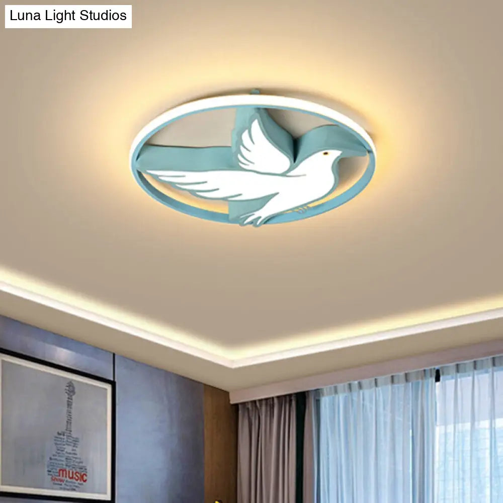 DecorBites™ DecorBites™ Blue Dove Macaron Acrylic LED Ceiling Light with Glow Ring Guard - Warm/White Flush Mount Lighting