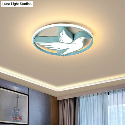 DecorBites™ DecorBites™ Blue Dove Macaron Acrylic LED Ceiling Light with Glow Ring Guard - Warm/White Flush Mount Lighting
