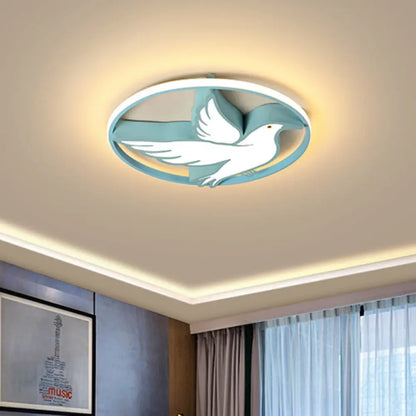 DecorBites™ DecorBites™ Blue Dove Macaron Acrylic LED Ceiling Light with Glow Ring Guard - Warm/White Flush Mount Lighting