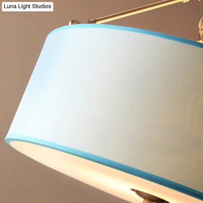 DecorBites™ DecorBites™ Blue Fabric Drum Semi Flush Ceiling Light with 4 Lights for Corridor