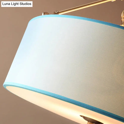 DecorBites™ DecorBites™ Blue Fabric Drum Semi Flush Ceiling Light with 4 Lights for Corridor