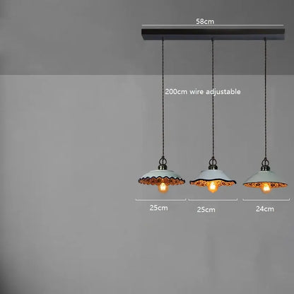Set of three decorbites ceramic led pendant lamps with white ceramic shades and gold trim for dining room lighting