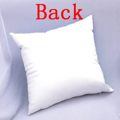 White square pillow with smooth solid fabric finish shown as the back side of decorbites blue flower leaves pattern cushion cover