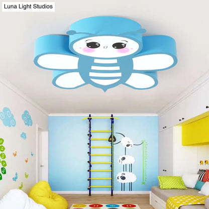 DecorBites™ DecorBites™ Blue Flush Mount Bee Metal LED Ceiling Light - Fun Addition for Game Rooms & Kindergartens