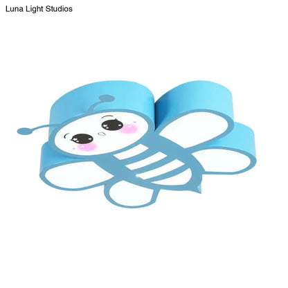 DecorBites™ DecorBites™ Blue Flush Mount Bee Metal LED Ceiling Light - Fun Addition for Game Rooms & Kindergartens
