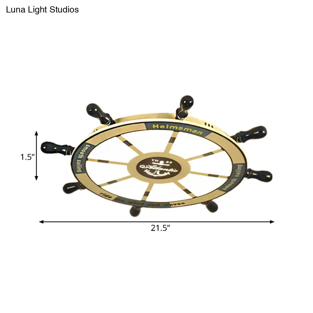 DecorBites™ Blue Flush Pendant Light with Integrated LED for Kids' Room - Modern Rudder Design