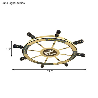 DecorBites™ Blue Flush Pendant Light with Integrated LED for Kids' Room - Modern Rudder Design