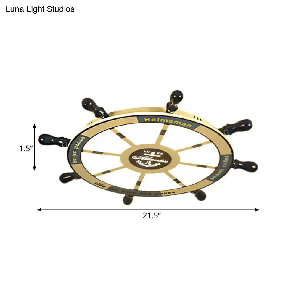 DecorBites™ Blue Flush Pendant Light with Integrated LED for Kids' Room - Modern Rudder Design