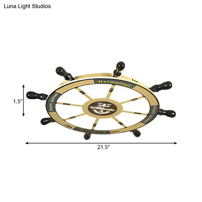 DecorBites™ Blue Flush Pendant Light with Integrated LED for Kids' Room - Modern Rudder Design