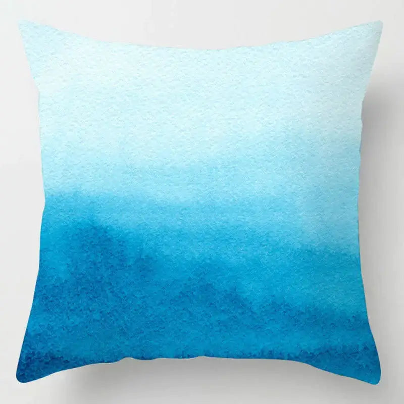 A blue geometric marble square throw pillow with a soft watercolor gradient for living room decorbites decor